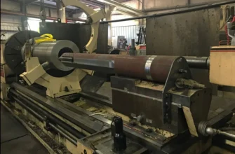 Heavy-duty engine lathe machine in industrial workshop