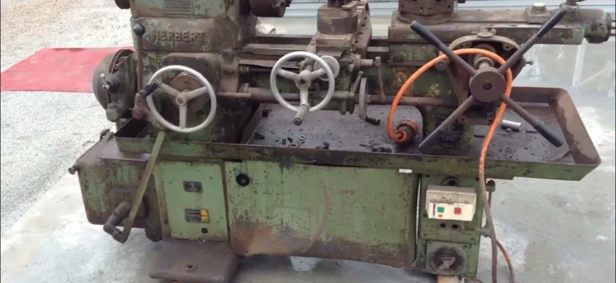 Vintage Herbert capstan and turret lathe machines in industrial workshop