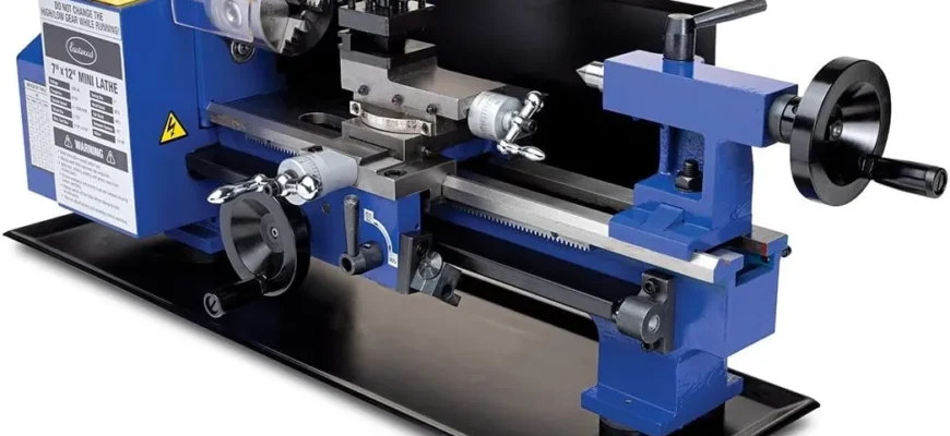 Best mini metal lathe 2025 on workshop table with steel workpiece