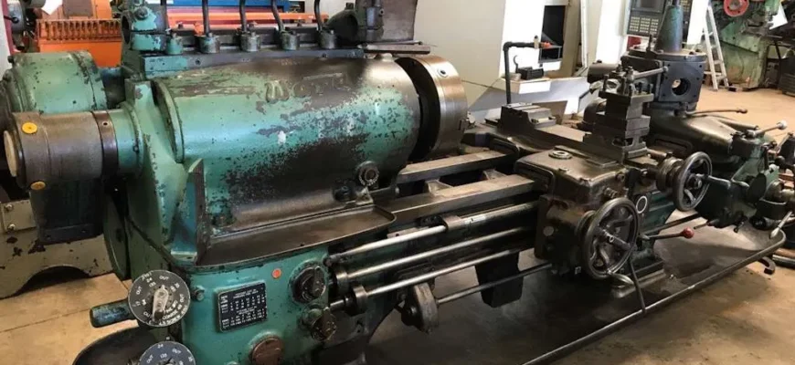 Vintage Ward capstan lathe and turret lathe side-by-side in workshop