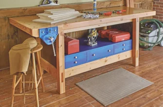 Compact mini wood lathe on workbench for DIY woodworking projects