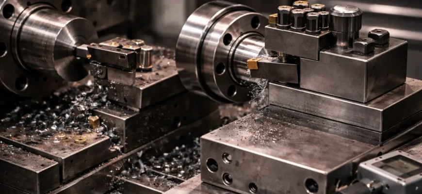 lathe cutting tools setup with parting tool holder boring bar and carbide inserts in precision machining workshop