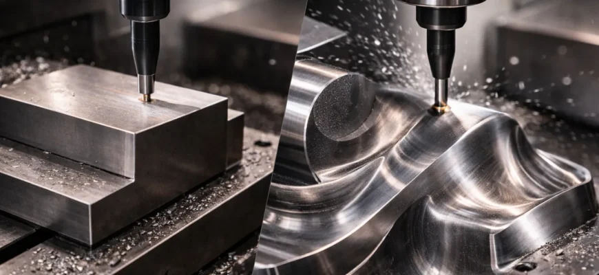 Kellering in machining shown as CNC contour milling of a complex 3D metal surface using a ball nose end mill